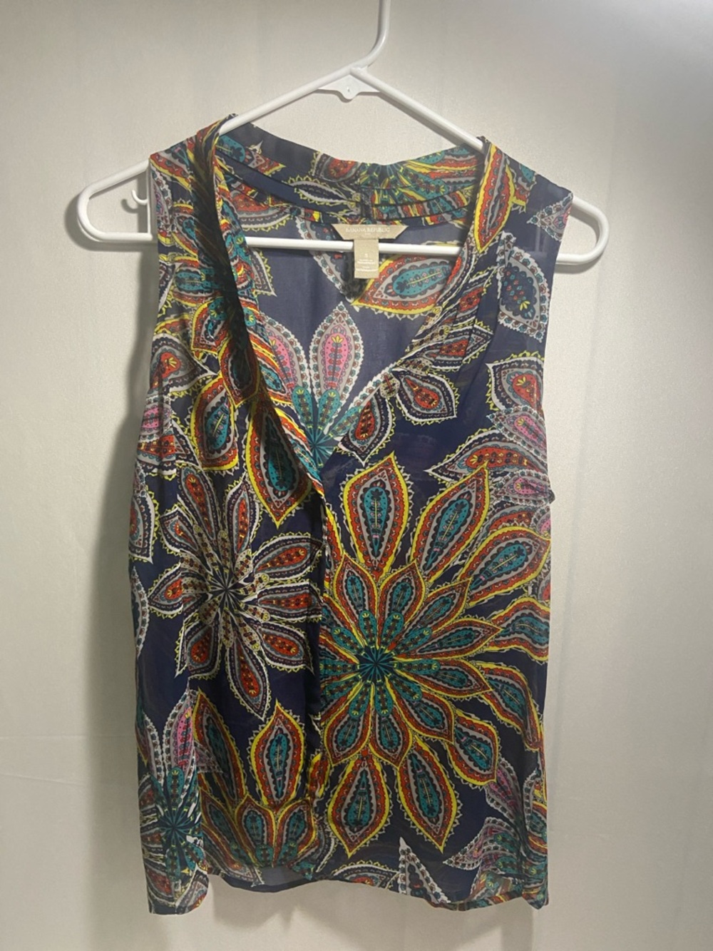 Banana Republic Navy Multicolor Floral Sleeveless Top